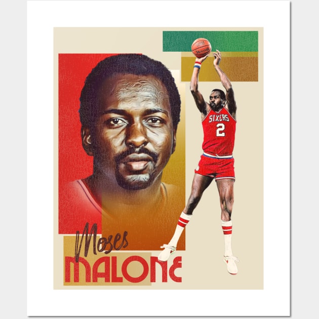 Retro Moses Malone Basketball Card Wall Art by Defunctland